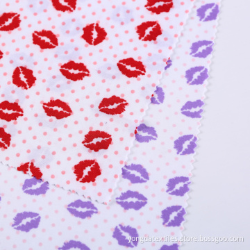 Knitted Polyester Spandex Lip Print Polka Dot Fabric